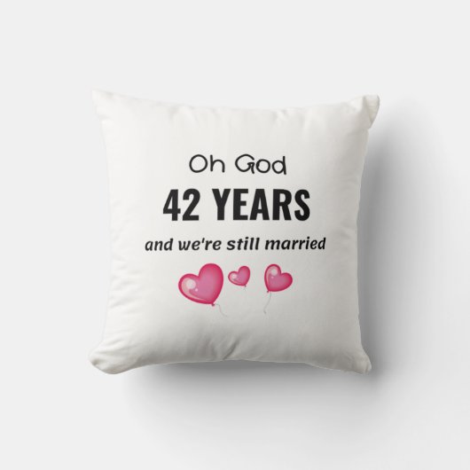 四十二結婚周年おもしろい記念品 クッション (正面)