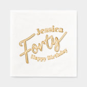 四十本金ゴールド白名前をカスタムする40歳 箔ナプキン (正面)