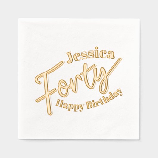 四十本金ゴールド白名前をカスタムする40歳 箔ナプキン (正面)