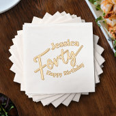 四十本金ゴールド白名前をカスタムする40歳 箔ナプキン