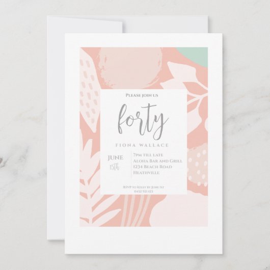 四十 |エレガント誕生日パーティの招待状 招待状 (正面)