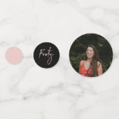 四十 |バラ金ゴールド&ブラックモダン40th誕生日 コンフェッティ (裏面)