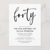 四十 | 第40回モダン白黒バースデーパーティー インビテーションポストカード (正面)
