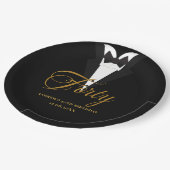 四十 |金ゴールドとブラックレタリング40th Birthday ペーパープレート (アングル)