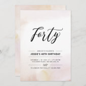 四十 | 40thミニマル誕生日パーティー水彩 招待状 (正面/裏面)