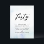 四十 | 40th誕生日パーティーブルーウォーター色 招待状<br><div class="desc">こ祝の40歳の誕生日のパーティの招待状とミニマルお前の特別な日。このデザインは柔らスタイリッシュかなブルー&ミントの水色のブラシのテクスチャ背景を持つレタリングスクリプト"Forty"を備えている。私のショップBaraBomDesignでは、より多くの大人の誕生日招待状とパーティー用品が利用可能である。</div>