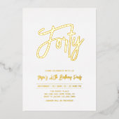 四十 | Chic Foil Script 40th Birthdayパーティー 箔招待状 (正面)