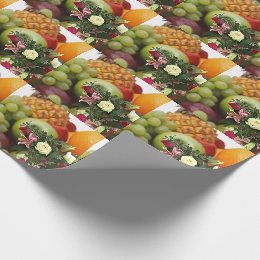 四周年記念、果物と花 ラッピングペーパー (角)