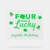 四回ラッキー4歳の誕生日 アクリルサイン (正面)