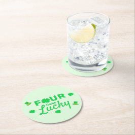 四回ラッキー4歳の誕生日 ラウンドペーパーコースター