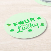 四回ラッキー4歳の誕生日 ラウンドペーパーコースター (アングル)