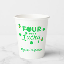 四回ラッキー4歳の誕生日 紙コップ
