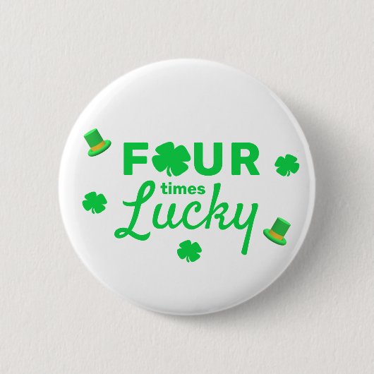 四回ラッキー4歳の誕生日 缶バッジ (正面)