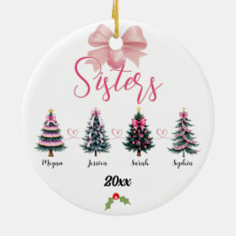 四姉妹クリスマスツリーと名前をカスタムする セラミックオーナメント