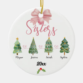 四姉妹クリスマスツリーと名前をカスタムする セラミックオーナメント