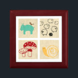 四子絵画の木積み ギフトボックス<br><div class="desc">カバお洒落ポ、カタツムリ、羊、キノコのカップルを特徴とする4つの子供の木のブロックの一つ。こ買のプリントを子供の子供部屋に置くか、または与え期待している人へのギフトとして置く！</div>