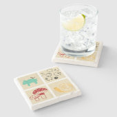 四子絵画の木積み ストーンコースター (横)