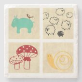 四子絵画の木積み ストーンコースター (正面)