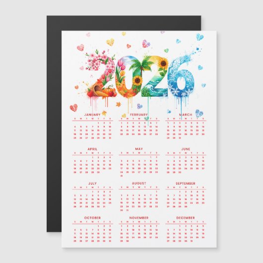 四季のカレンダー2026 (正面/裏面)