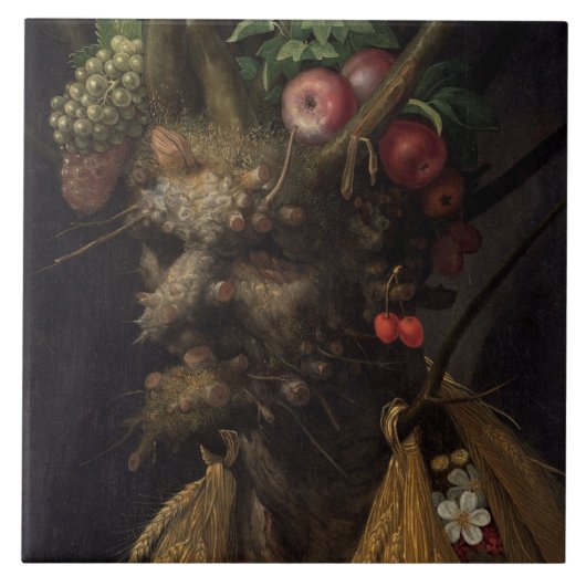 四季の一頭で, c.1590 2 タイル (正面)