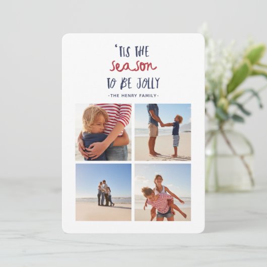 「四季の写真数々の家族のクリスマス シーズンカード (スタンド正面)