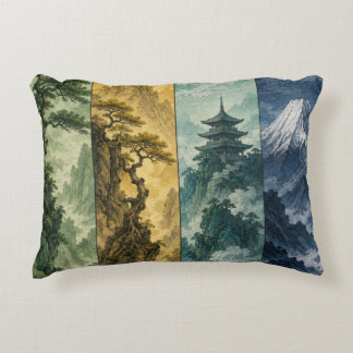 四季の山 | 日本の墨絵風景 アクセントクッション
