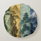 四季の山 | 日本画 風景画 ラウンドクッション (裏面)