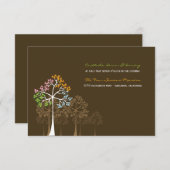 四季の木々と森のウェディングレセプションカード 招待状 (正面/裏面)