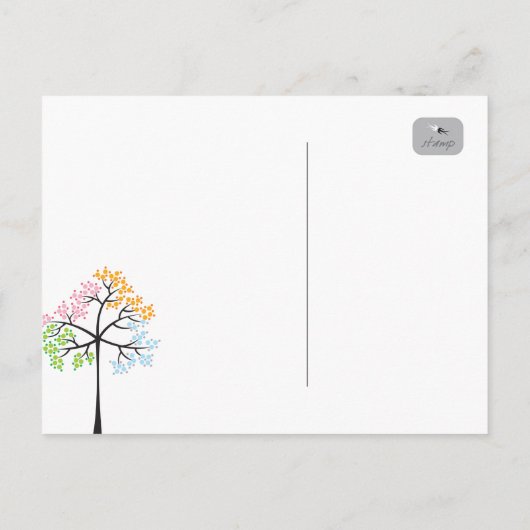 四季の木々ウッドランドウェディング日付を保存 案内ポストカード (裏面)