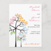 四季の木々ウッドランドウェディング日付を保存 案内ポストカード (正面)