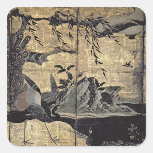 四季の鳥と花 スクエアシール (正面)