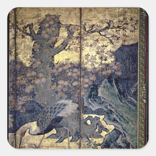 四季の鳥と花 スクエアシール (正面)