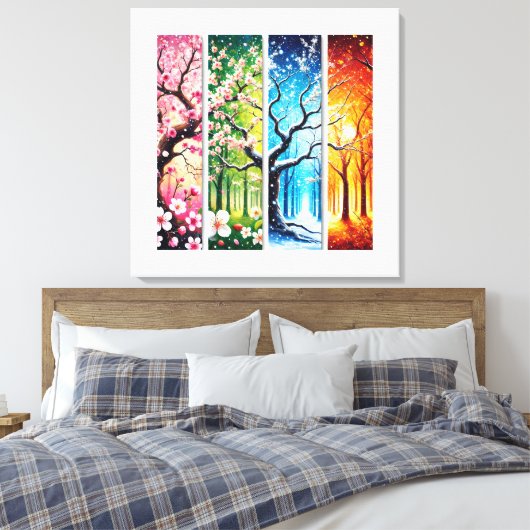 四季エレガント・フローラウォールアートコレクション キャンバスプリント (インサイチュ (寝室))