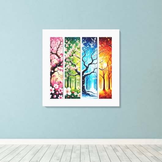 四季エレガント・フローラウォールアートコレクション キャンバスプリント (インサイチュ (ウッドフロア))