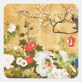 四季折々の花の斉藤一浦アジアンアート スクエアシール