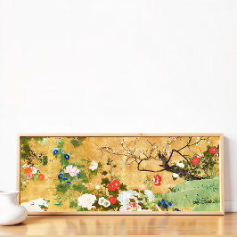 四季折々の花の斉藤一浦アジアンアート ポスター