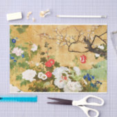 四季折々の花の斉藤一浦アジアンアート 薄葉紙 (クラフト)