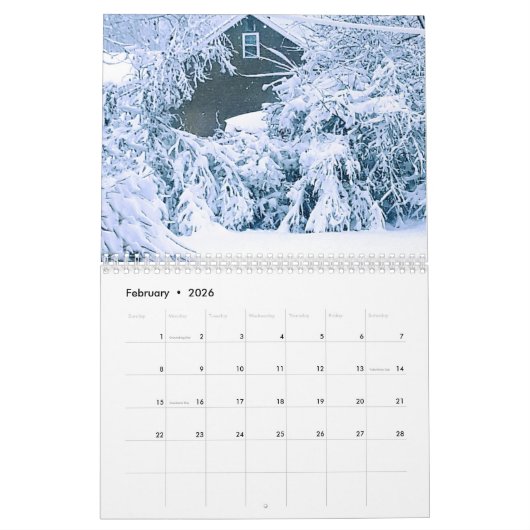 四季 カレンダー (2月 2026)