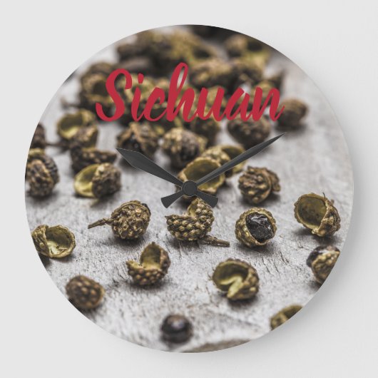 四川コショウ中国の料理 ラージ壁時計 (正面)