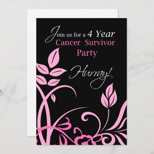 四年がんを克服したパーティの招待状 招待状 (正面/裏面)