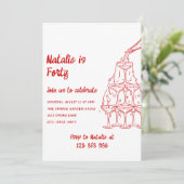 四手描きシャンパンタワー40歳の誕生日 招待状 (スタンド正面)