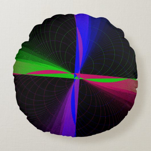 四方幾何学波円枕 ラウンドクッション (正面)