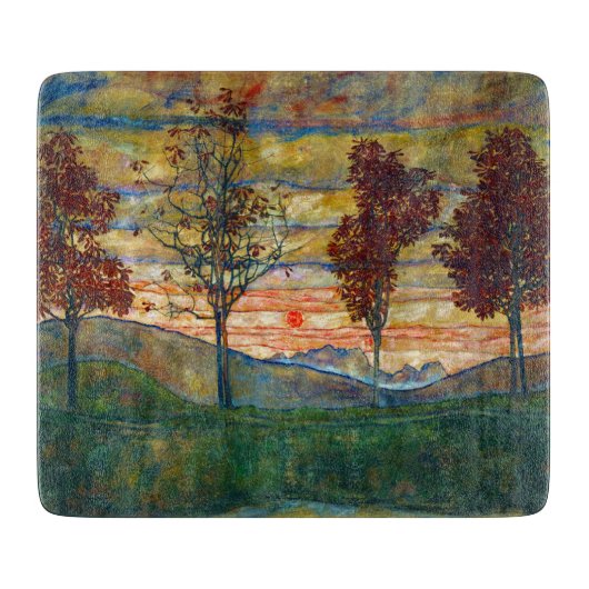四木（風景画） (by Egon Schiele) カッティングボード (正面)