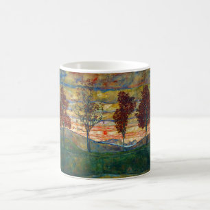 四木(風景画) (by Egon Schiele) コーヒーマグカップ