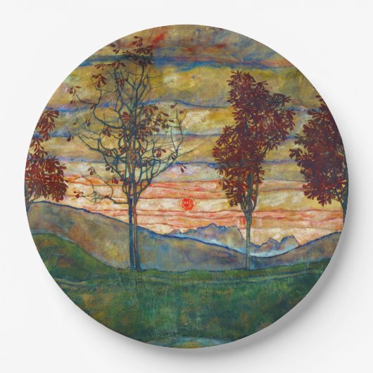 四木（風景画） (by Egon Schiele) ペーパープレート (正面)