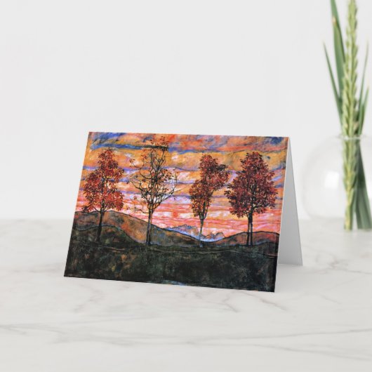 四本の木、芸術はイーゴン・シエレによる。 カード (正面)