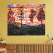四本の木、芸術はイーゴン・シエレによる。 キャンバスプリント (インサイチュ (リビング))