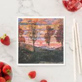 四本の木、芸術はイーゴン・シエレによる。 スタンダードランチョンナプキン (インサイチュ)