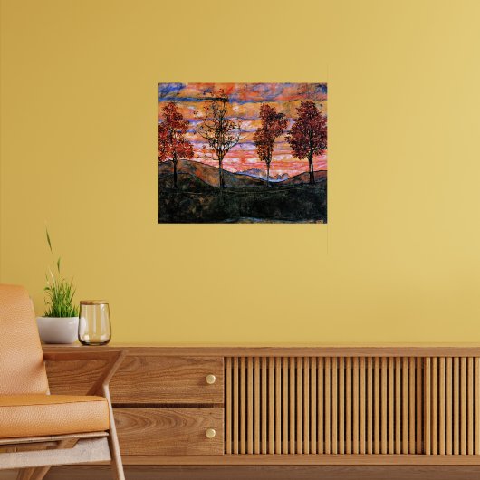 四本の木、芸術はイーゴン・シエレによる。 ポスター (リビング2)