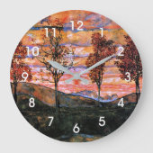 四本の木、芸術はイーゴン・シエレによる。 ラージ壁時計 (正面)
